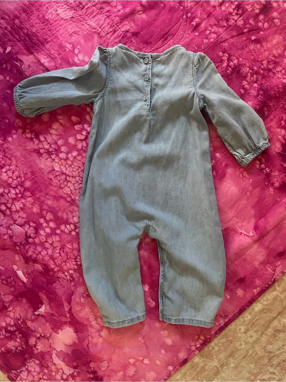 GAP Light Denim Blue Ruffle-Trim Baby One-Piece